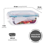 KIT 10 Potes de Vidro Retangular com Tampa Hermética 640ml - Cor Azul | Alimentos Frescos por Mais Tempo - imagem 4