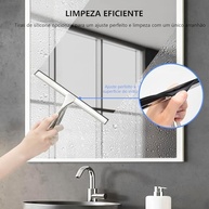 Rodo de Chuveiro com Ganchos Adesivos - Aço Inoxidável 31cm para Limpeza de Vidros, Espelhos e Azulejos - imagem 5