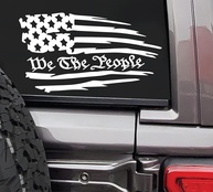 Adesivo "We The People" - Expresse seu Patriotismo com Estilo | Vinil Premium Branco 19x10.6cm - imagem 1