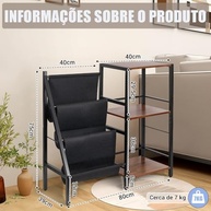 Estante para Vinil com Bolsa de Armazenamento em Tecido Oxford – Suporte 3 Níveis para Toca-Discos com Design Vintage - imagem 3