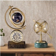 Globo Terrestre de Mármore com Estátua e Relógio - Ornamento de Luxo para Decoração Vintage - imagem 3