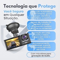 Câmera Veicular 3 Lentes 360° Full HD 1080p: Segurança e Visão Noturna Completa - imagem 5