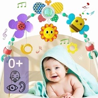 Arco de Atividades para Carrinho de Bebê: Estimule Visão, Audição e Tato com Chocalhos e Clipe Divertido - imagem 4