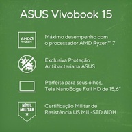 Notebook ASUS Vivobook 15 M1502YA AMD Ryzen 7 5825U 16GB Ram 1TB SSD Linux KeepOS 15,6" FHD Cool Silver - NJ613 - imagem 2