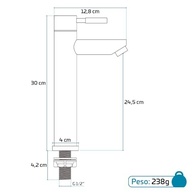 Torneira de Mesa para Banheiro Bica Alta 1/4 Volta Aço Inox 304 Elegance Beltempo - Preto Fosco - imagem 3