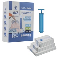 Kit Sacos a Vácuo Premium com Bomba Manual - 10 Unidades, 7 Camadas, Reduz 80% do Volume - imagem 1