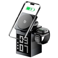 Carregador Magnético 3 em 1 Basike 15W: iPhone, Apple Watch e AirPods com Bluetooth e Despertador - imagem 2