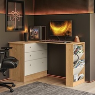 Cômoda com Mesa Giratória Gamer Freijó Off White Qmovi - Design Moderno e Funcionalidade Premium - imagem 2