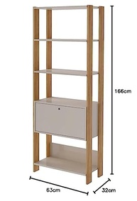 Estante Organizadora com Porta Basculante Match Carvalho/Off White - Design Moderno e Funcional - imagem 4