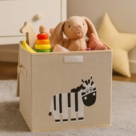 Caixa Organizadora Infantil com Tampa em Linho - Design Animal Box da Oky's (Zebra) - imagem 1