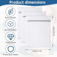 Sacos de Lavagem de Malha com Zíper - 3 Peças 40x30 cm | Proteção Total para Roupas em Máquina de Lavar e Secadora - imagem 3