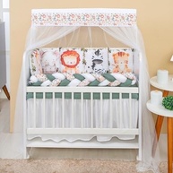 Kit Berço 12 Peças com Saia e Protetor Safari Zoo - Decoração Encantadora para Quarto de Bebê - imagem 2