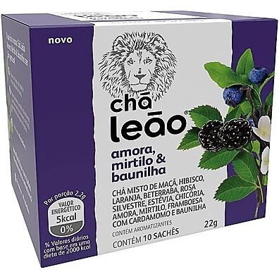 Chá Leão Frutas e Flores: Amora, Mirtilo e Baunilha 10 Sachês