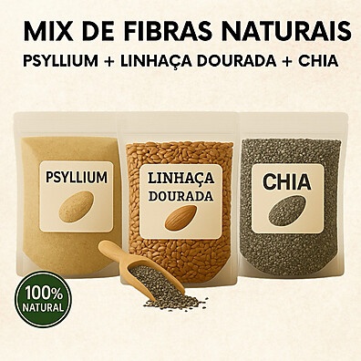 Mix de Fibras Naturais: Psyllium, Chia e Linhaça Dourada