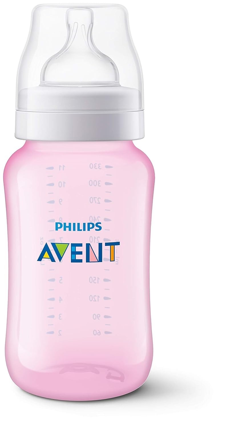 Mamadeira Clássica 330 ml Philips Avent Rosa - Anticólica e Ergonômica