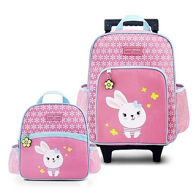 Mochila com Rodinhas e Lancheira Térmica Infantil 4750ml Rosa