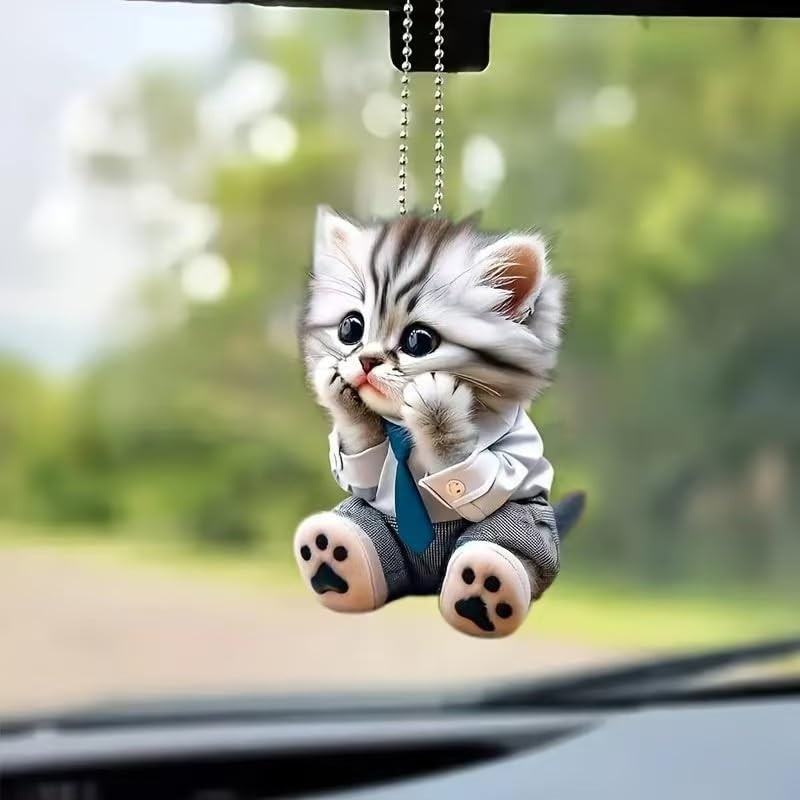 Pingente Gato Fofo Acrílico: Charme Único para Carro, Mochila e Chaveiro