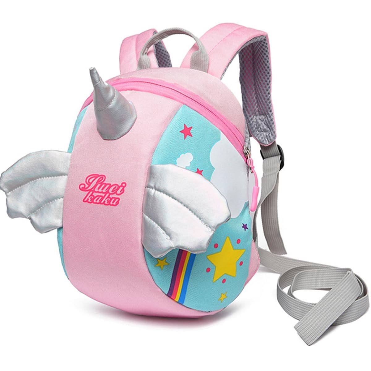 Mini Mochila com Guia de Segurança Infantil Lorben - Unicórnio Rosa