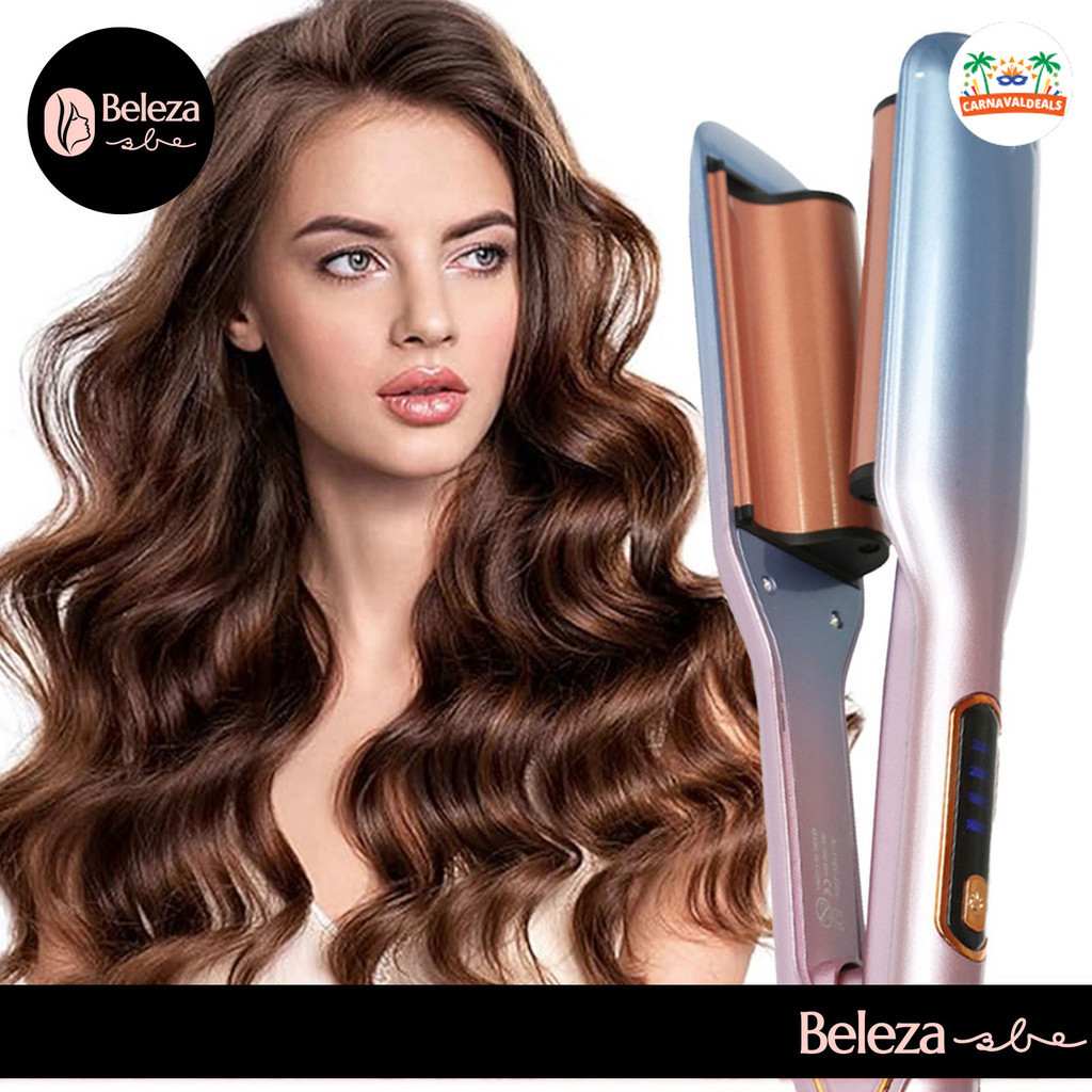 Modelador de Cabelo Triplo 110V: 3 Ondas e Personalização de Cores