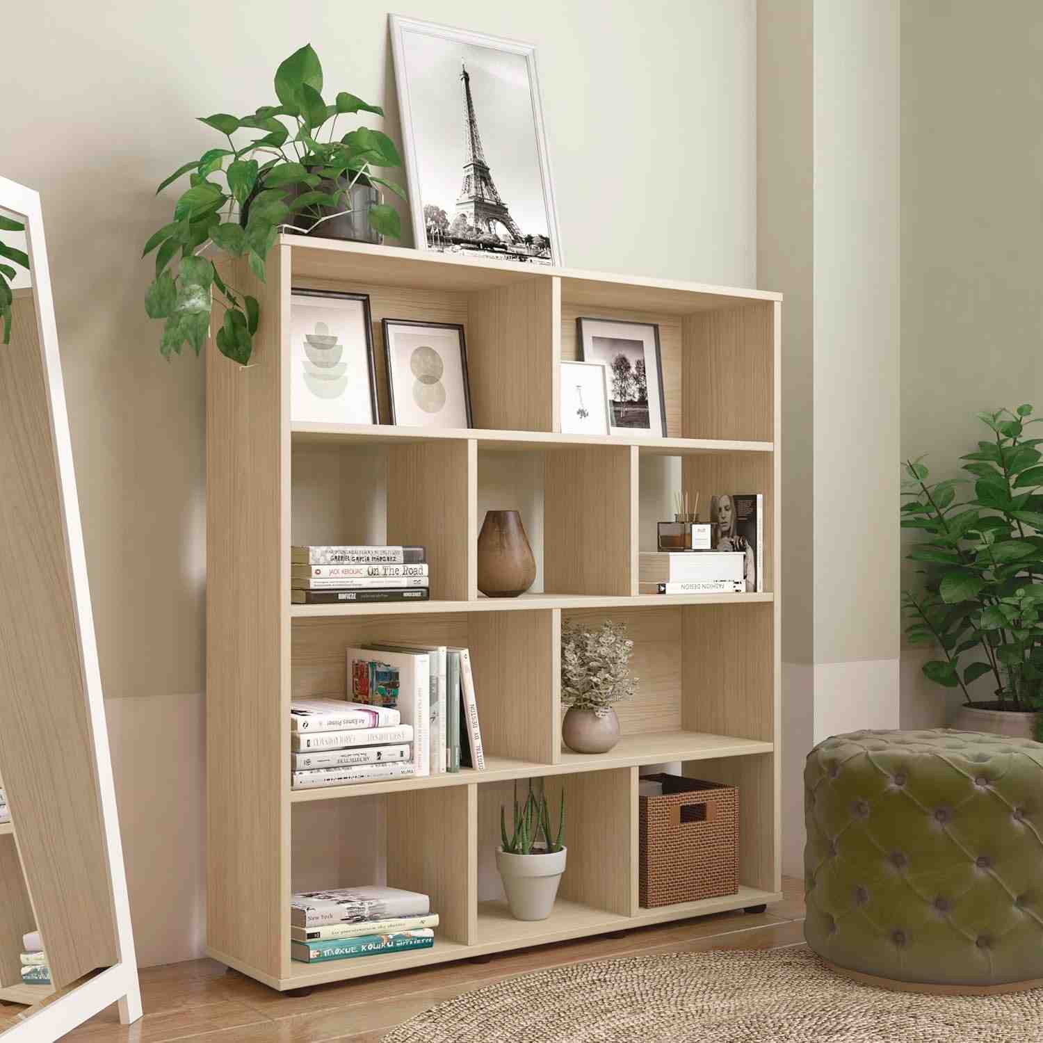 Estante Organizadora com 10 Nichos BOOK em Cor Naturale - Solução Moderna para Ambientes Organizados