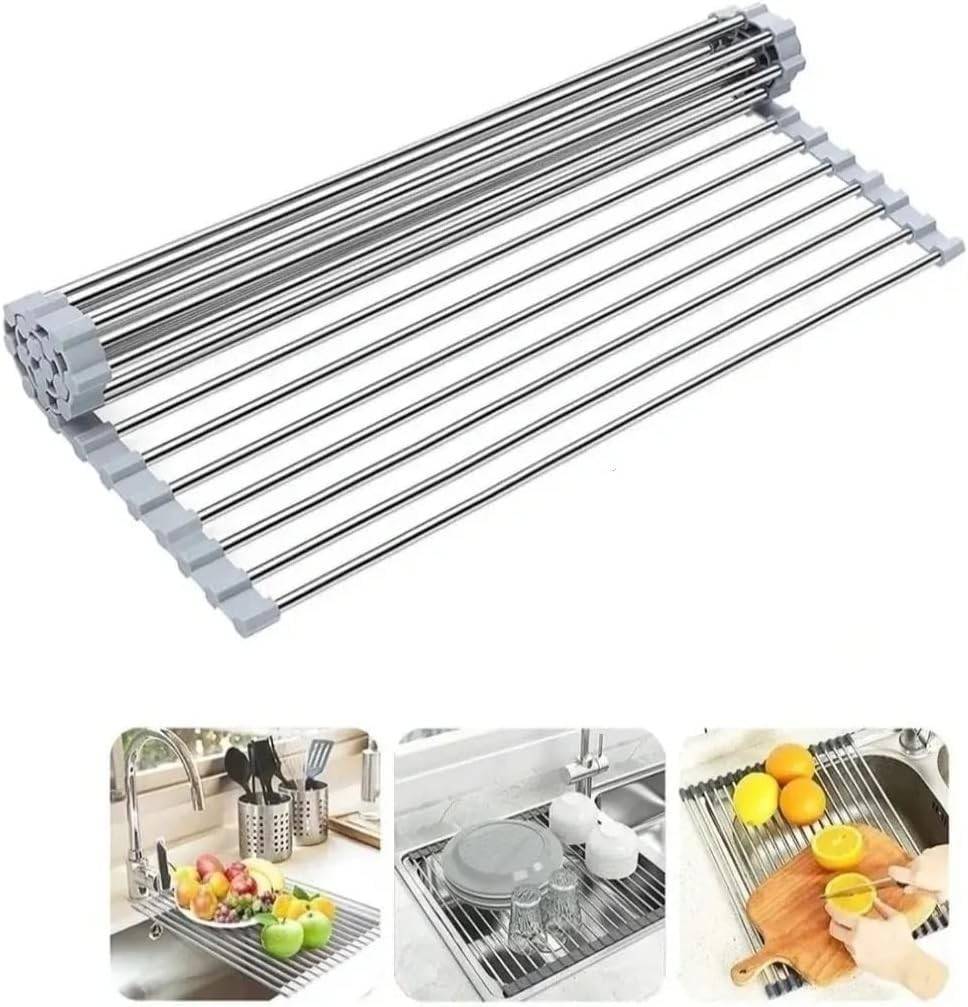 Escorredor de Louça Dobrável em Aço Inoxidável 35x47 cm - Prático e Versátil para Cozinha Moderna