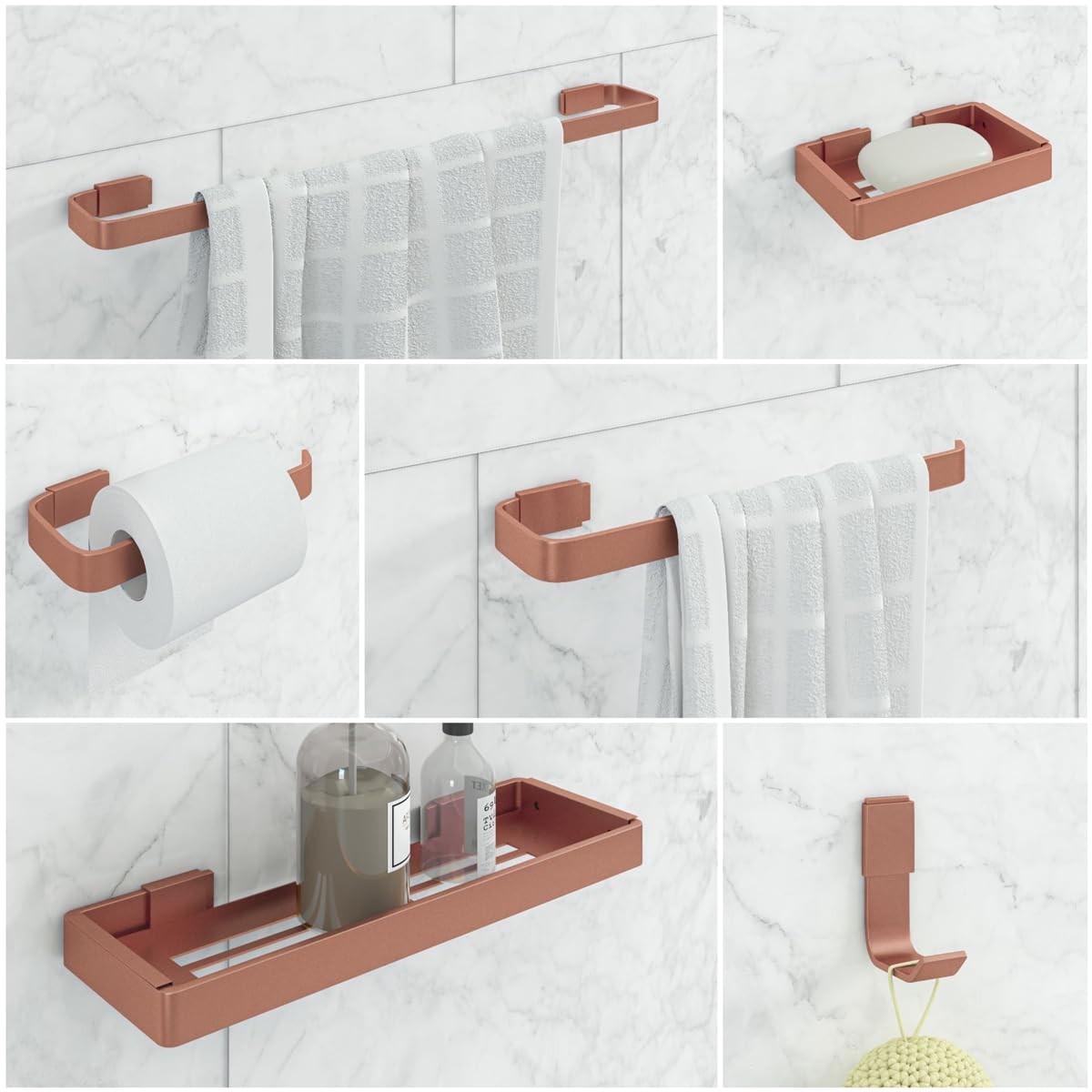Kit Acessórios Banheiro 6 Peças Rose - Alumínio Inoxidável Moderno