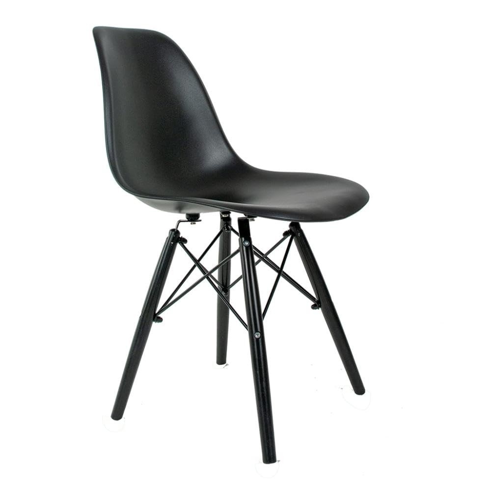 Cadeira Eames DSW Injetada em Polipropileno Preto - Design Moderno e Conforto Duradouro