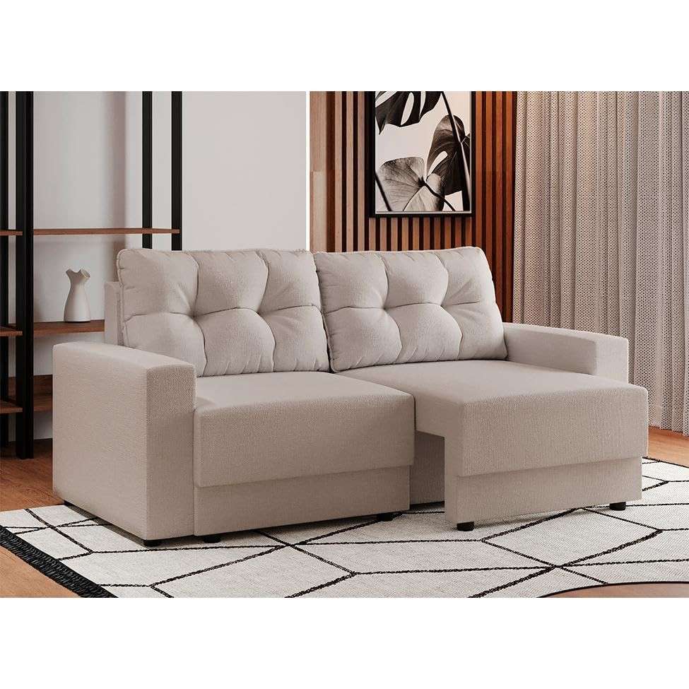 Sofá 2 Lugares Retrátil Lubeck em Linho Cru - Conforto Moderno e Estilo Elegante