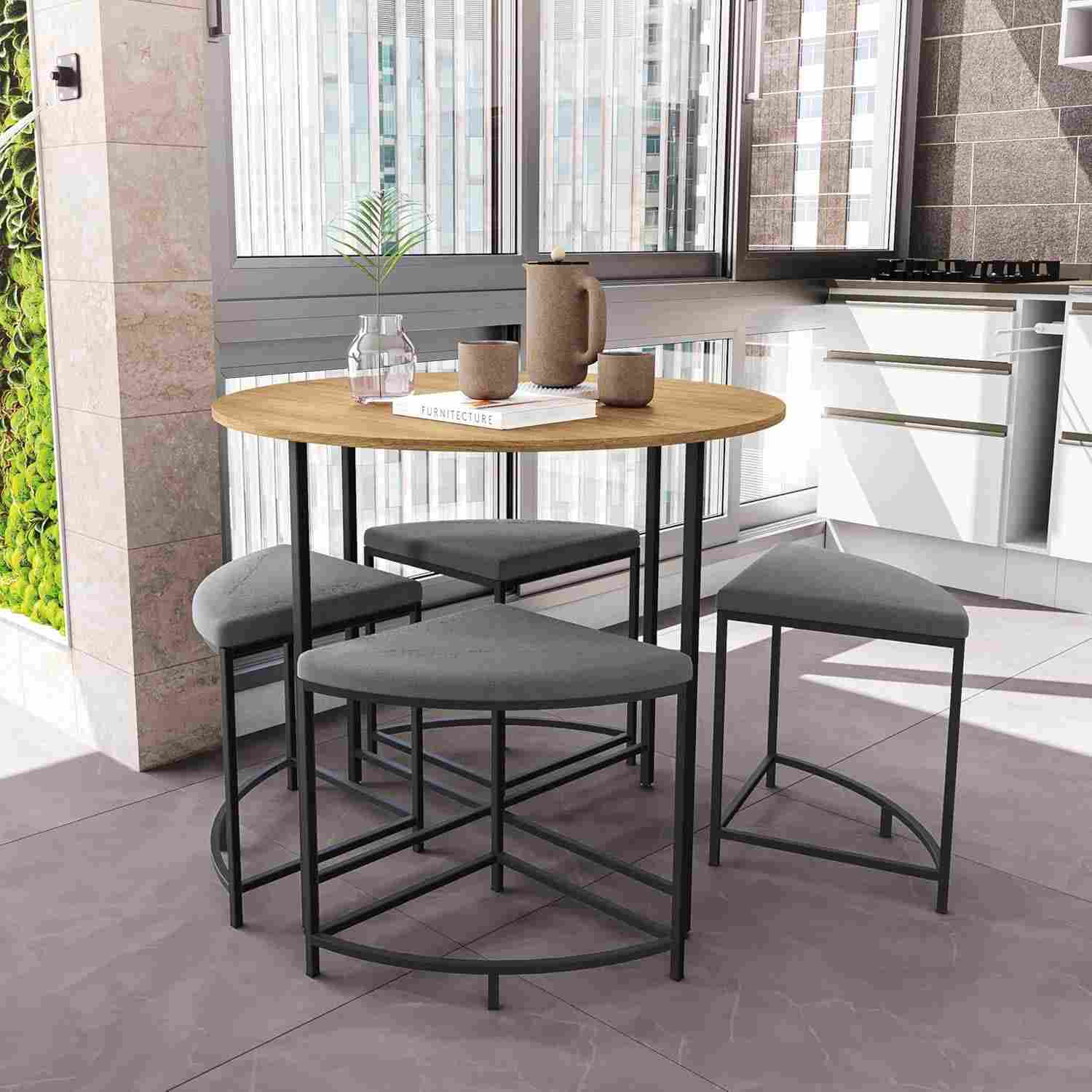 Mesa de Jantar 4 Lugares em Freijó e Preto - Design Moderno e Resistente
