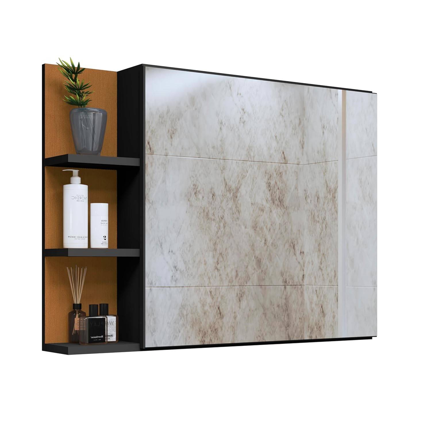 Espelheira Suspensa Iris com Porta para Banheiro e Closet - Design Moderno e Funcional