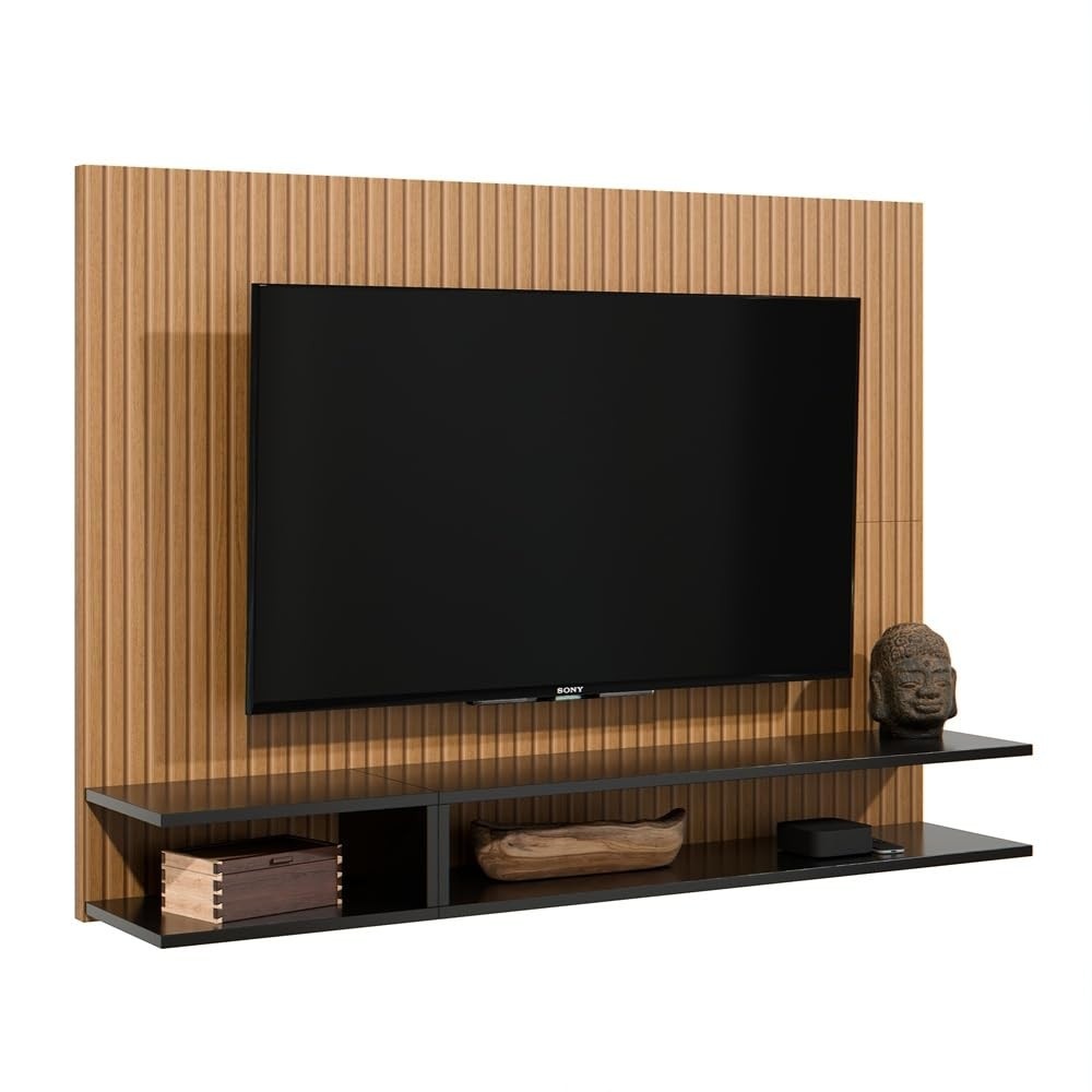 Painel para TV até 50" com Nichos e Prateleiras Suspensas - Moderno e Funcional