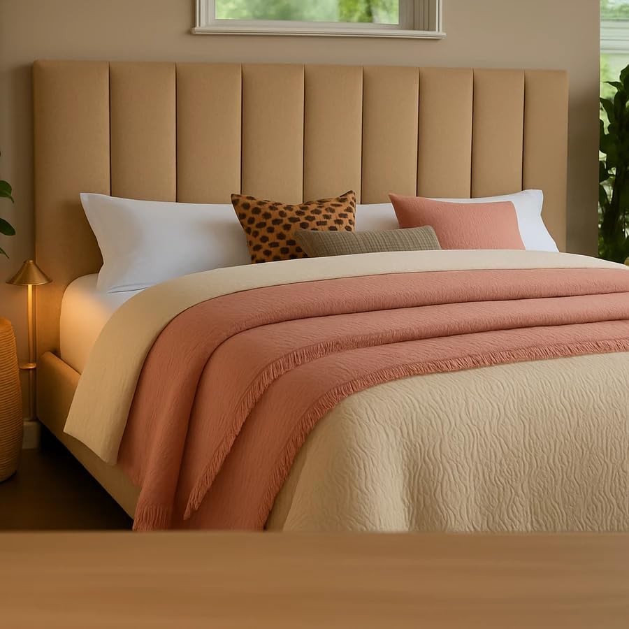 Cabeceira Modular Estofada para Cama King Size – Design Moderno com Fita Dupla Face, Sem Furos na Parede (Bege)