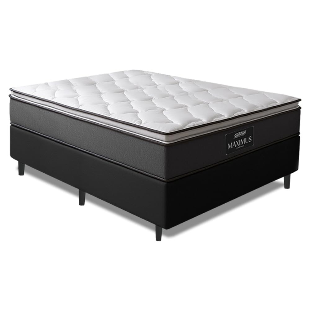 Cama Box Casal com Colchão Molas Ensacadas Pillow Top Maximus 138x188cm - Conforto e Suporte Premium
