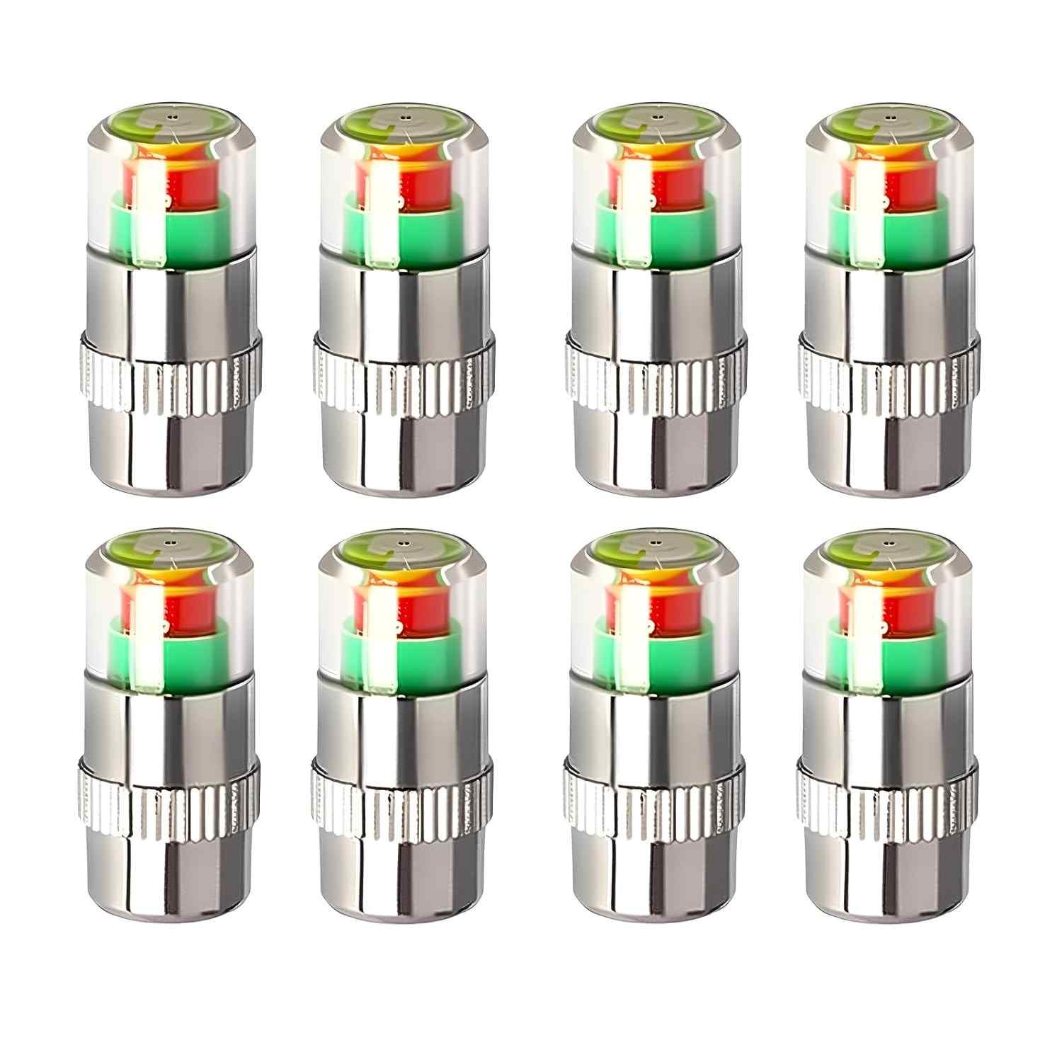 Kit 8 Tampas Monitor de Pressão Pneu Carro 3 Cores - Alerta Visual 36 PSI
