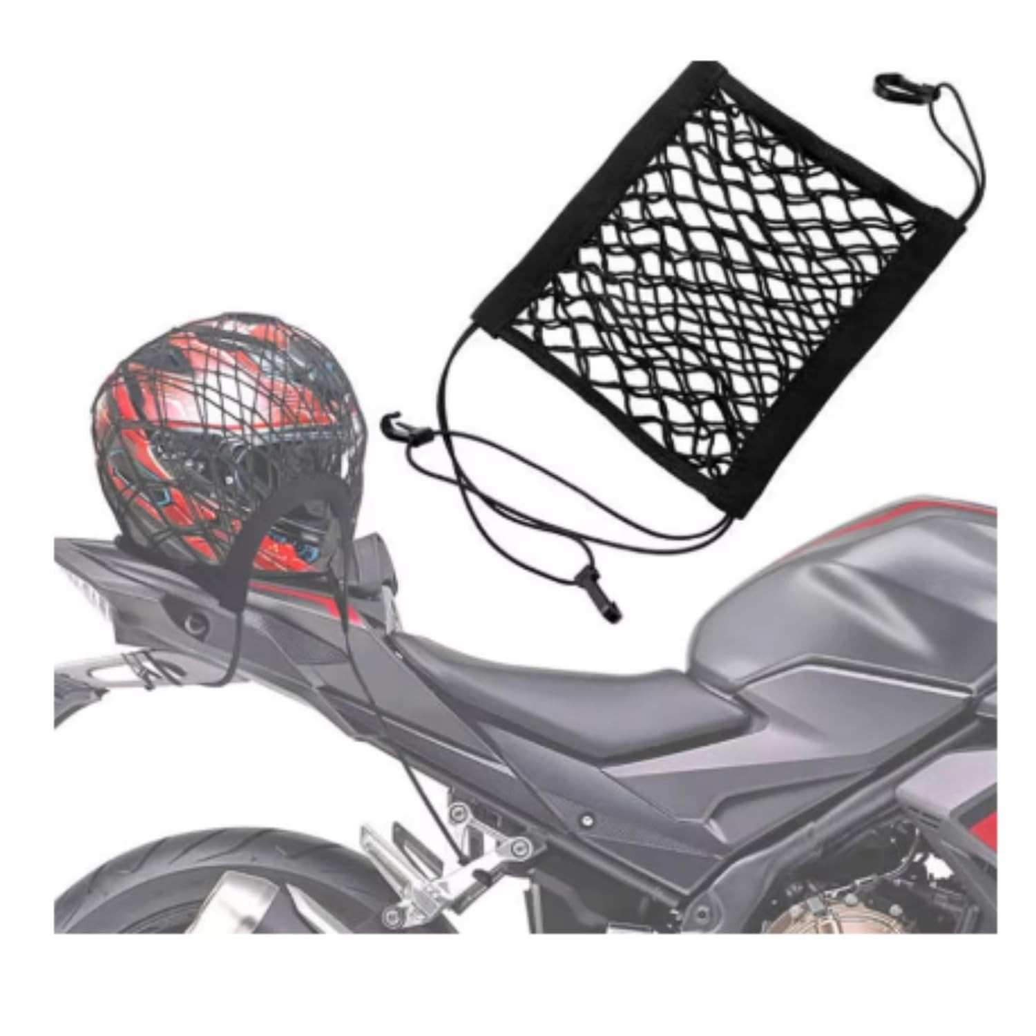 Rede Elástica para Moto 30x30cm Preta: Transporte Seguro e Prático!