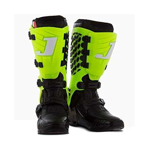 Bota Motocross Articulada Jett Hi-Vis Preta/Verde - Segurança e Conforto para sua Pilotagem