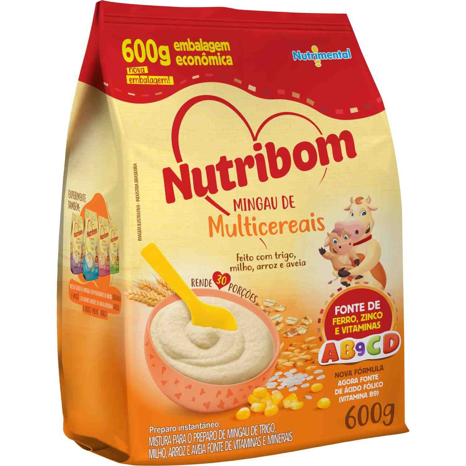 Nutribom Mingau de Multicereais 600g - Combinação Saudável de Trigo, Milho, Arroz e Aveia com Vitaminas e Minerais