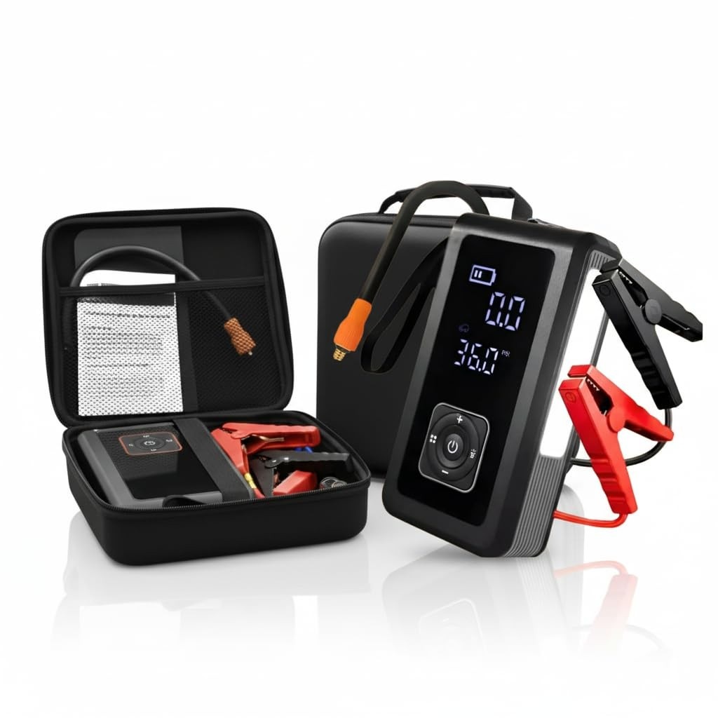 Carregador Portátil Multifuncional: Compressor de Ar, Auxiliar de Partida e Power Bank 10.000mAh