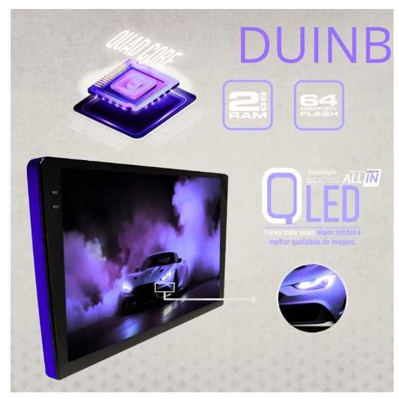 Multimídia QLED 9 Polegadas com Android 14 e Câmera de Ré