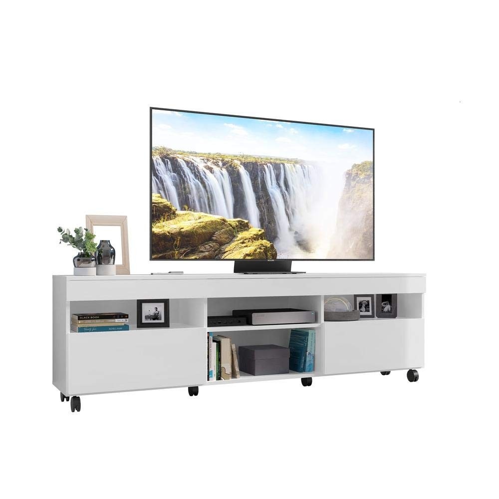 Rack de TV 65" com Rodízios e 2 Portas Paris Multimóveis - Moderno e Funcional