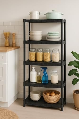 Estante 5 Prateleiras Multiuso: Organize com Estilo em Cozinha, Sala, Escritório ou Quarto