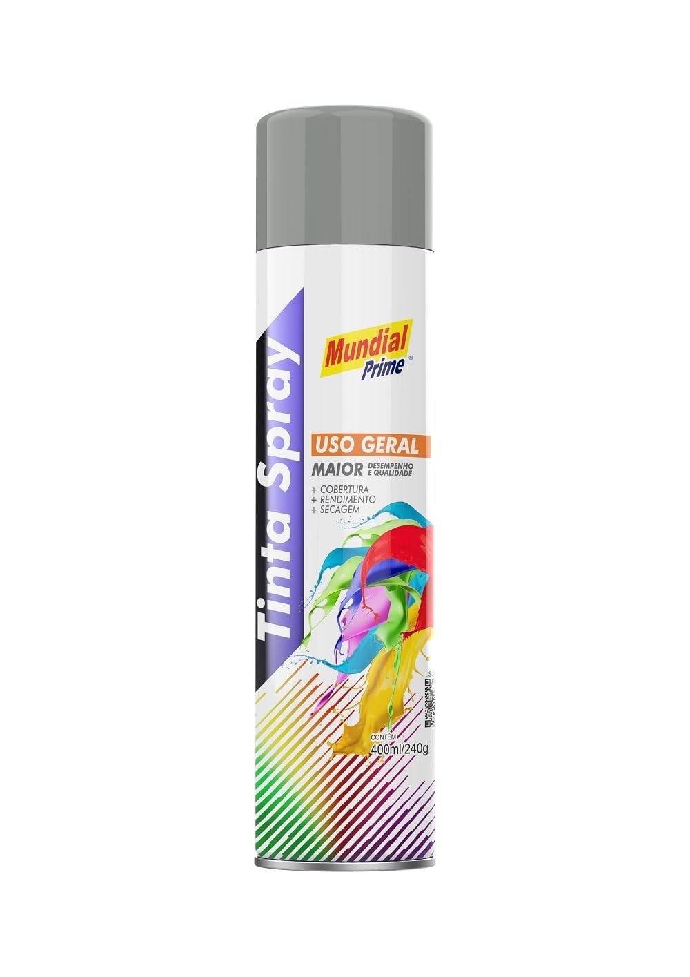Tinta Spray Uso Geral Mundial Prime 400ml - Cinza Médio: Acabamento Profissional e Duradouro