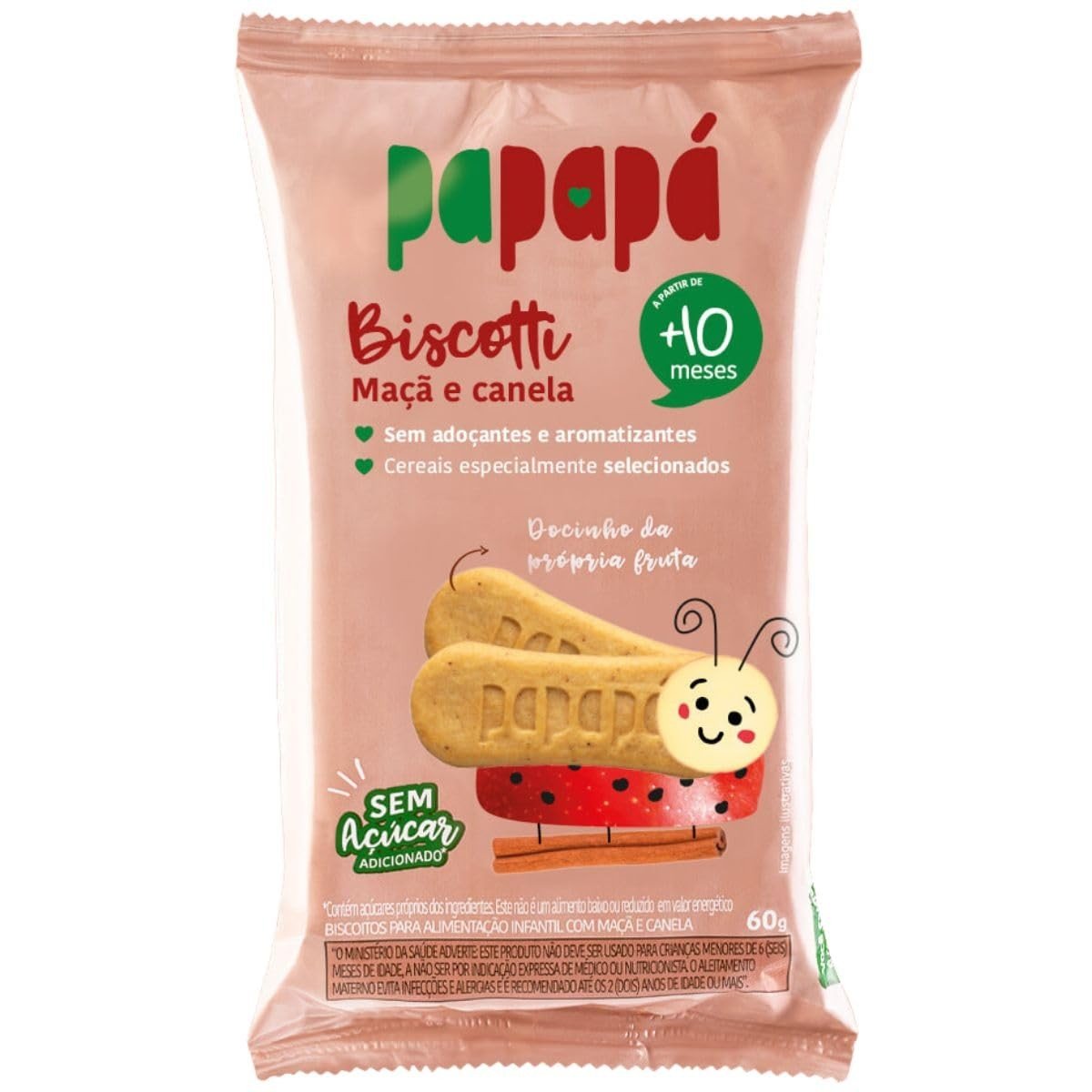Biscoito de Maçã e Canela 60g - Biscotti Papapá | Crocante, Natural e Saboroso