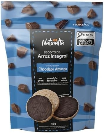 Biscoito Arroz Chocolate Zero Açúcar Naturatta 60G