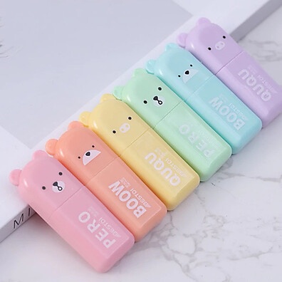 Marca Texto Urso Bestdi: Kit 6 Cores Neon 🐻