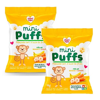 Nhami Mami Mini Puffs: Snack Saudável Banana e Cenoura