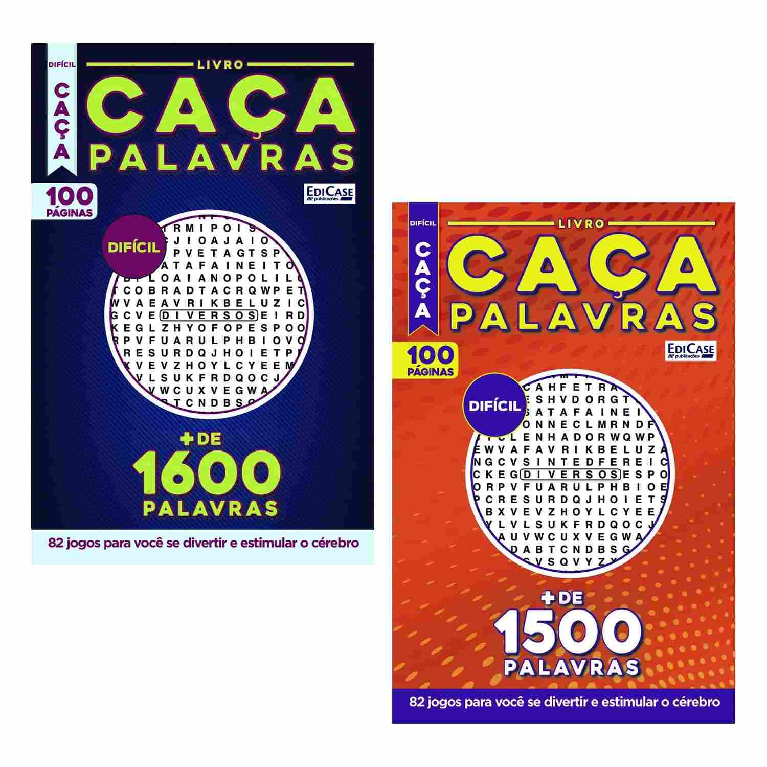 Kit 2 Livros Caça-Palavras Nível Difícil: Desafie Sua Mente com +3000 Palavras!