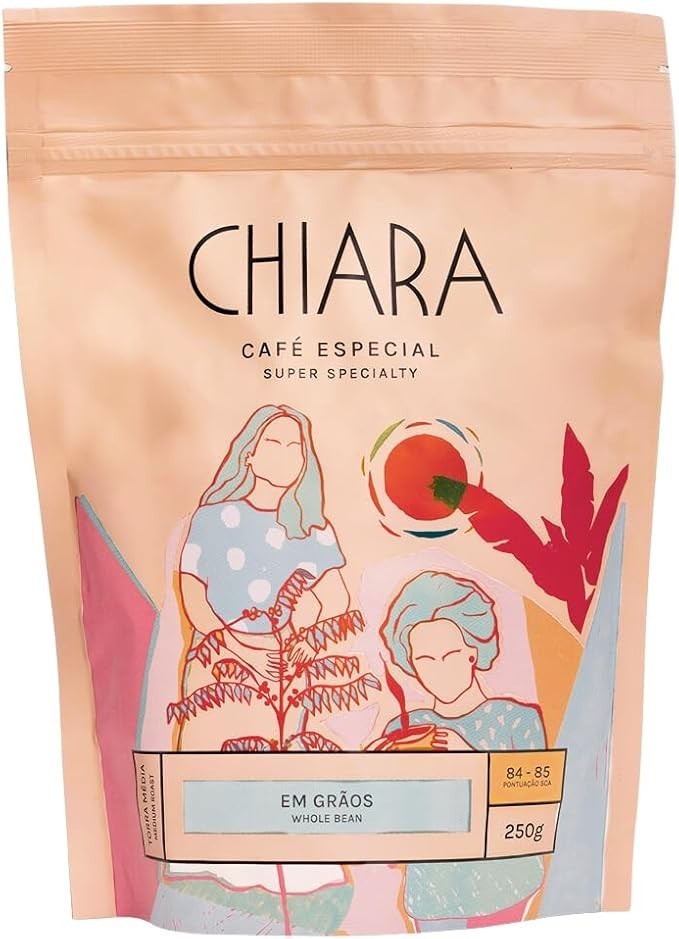 Café Especial Chiara Flor em Grãos 250g Nota 85, Café Brasileiro do Espírito Santo, Notas Florais, Caramelo e Mel, Café Premium de Montanha, Torra Média para Espresso, Coador e Prensa Francesa