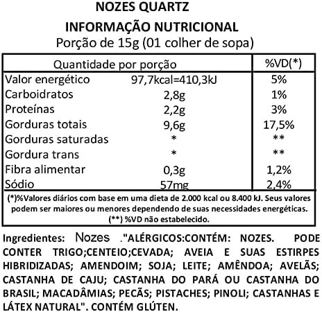 Nozes Quartz Premium Safra Nova 1kg - Xroots
