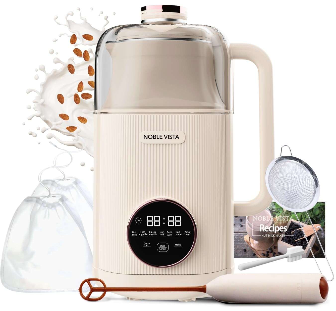 Máquina de Leite Vegetal 8 em 1 – Prepare Leites Caseiros de Nozes, Amêndoas e Aveia com Facilidade